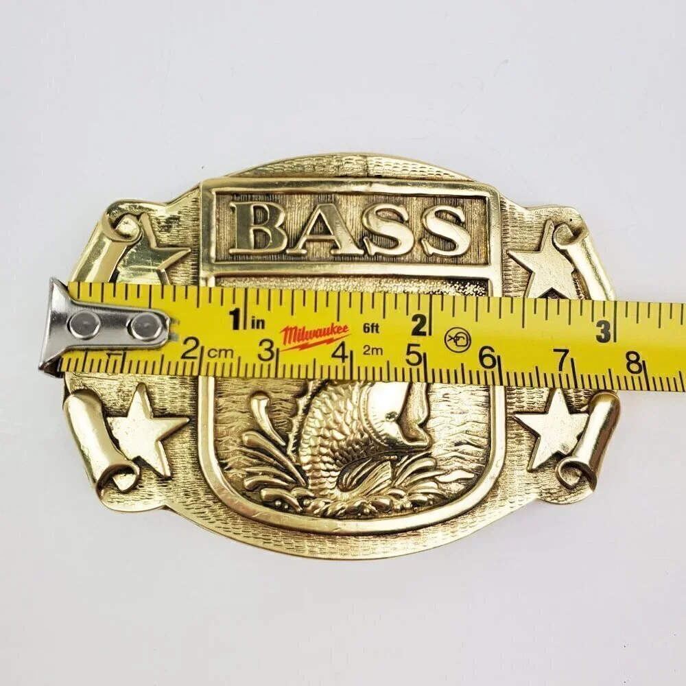BASS Anglers Sportsman Society Fishing Belt Buckle Solid Brass